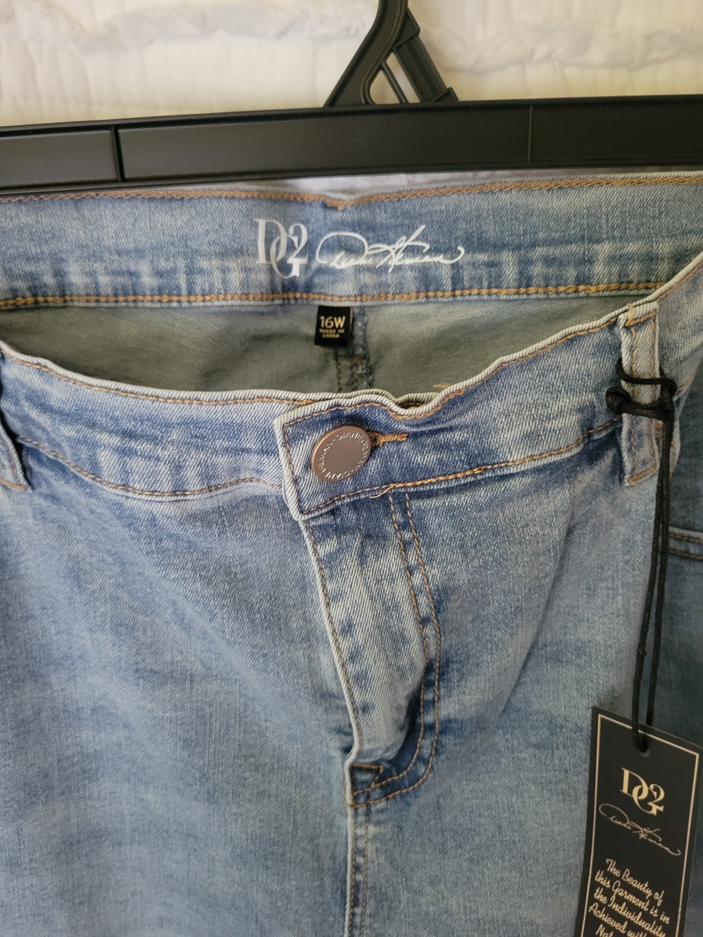 DG2 by Diane Gilman Light Wash Flare Jeans with Star Cuff - Picture 7 of 16